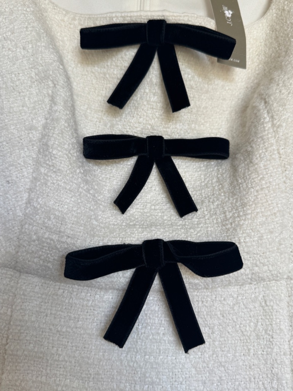 NWT | J. CREW Women’s Sophia Dress with Velvet Bows in Tweed | Ivory | Size 4 - Picture 5 of 16